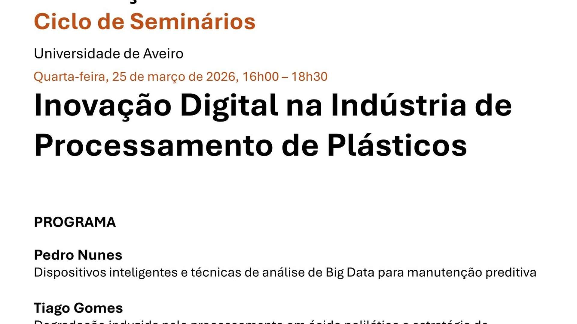 Seminário “Inovação digital na indústria de processamento de plásticos”