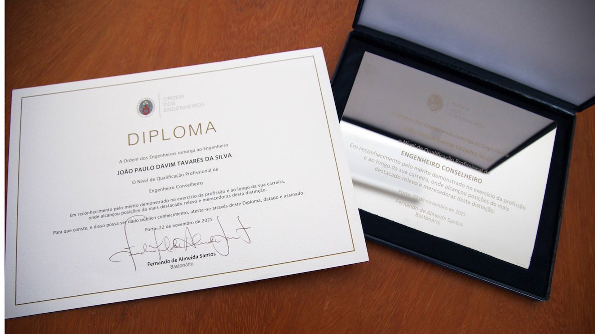 Prof. João Paulo Davim has been awarded the highest professional distinction granted by the Portuguese Institution of Engineers